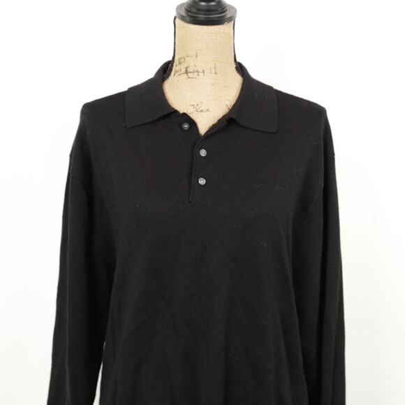 EC Linea Uomo Wool Polo Long Sleeve Black Sweater size XL - Picture 3 of 8